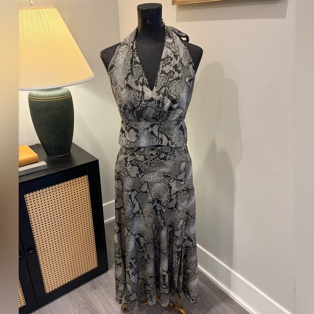 Banana Republic Snake Print 2-Piece Set Halter Top + Midi Skirt Size 4 / 4Petite